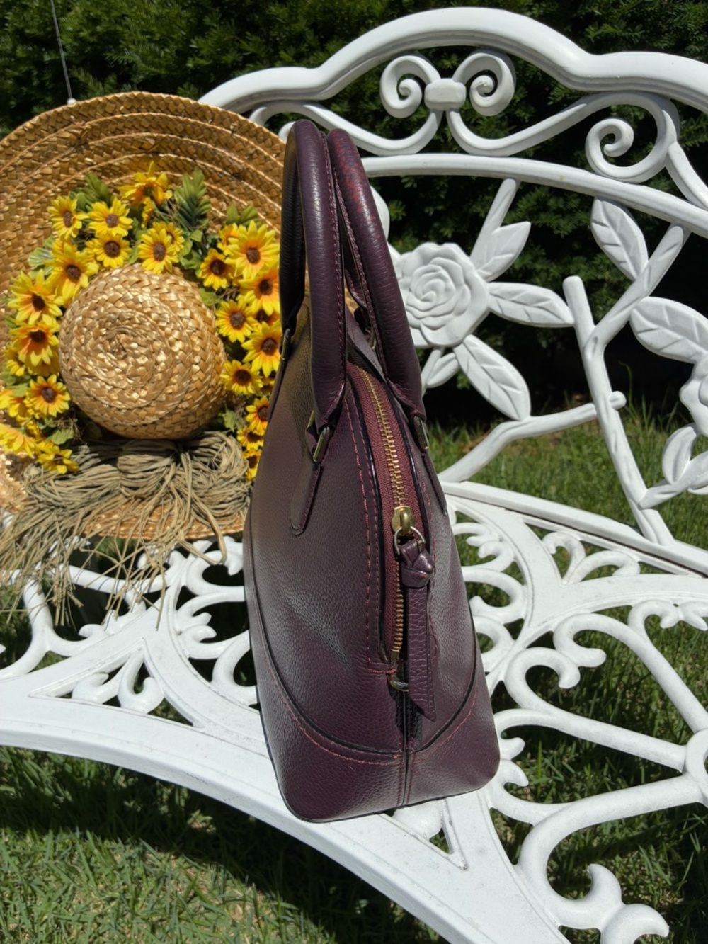 Kate Spade Plum Pebbled Leather Dome Satchel with Tassel - Picture 8 of 12